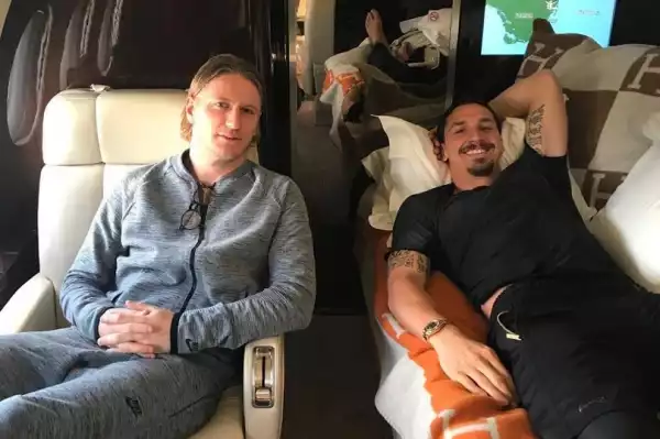 Zlatan Ibrahimovic Spotted On A Private Jet As He Recovers From His Knee Surgery. Photos